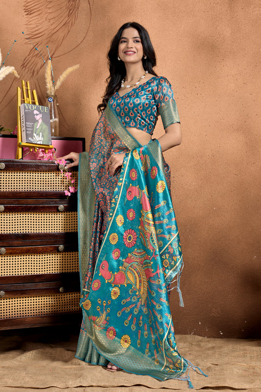 Elegant Soft Silk Saree With Traditional Peacock Pallu For Women