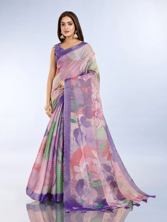Pastel Floral Erode Anmol Silk Saree For Women
