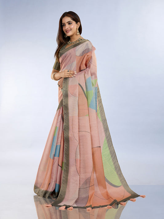 Subtle Pastel Geometric Erode Anmol Silk Saree For Women