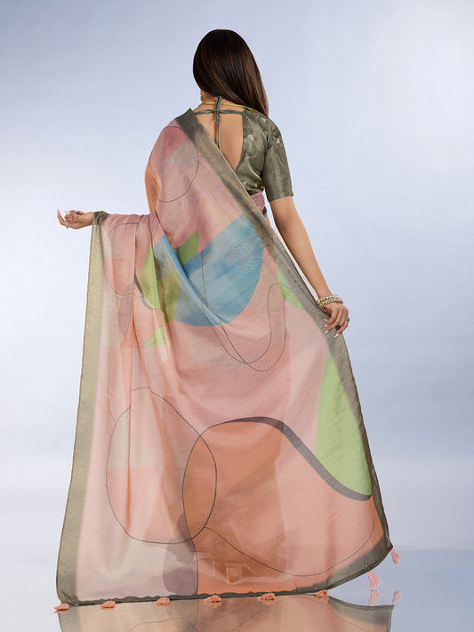 Subtle Pastel Geometric Erode Anmol Silk Saree For Women