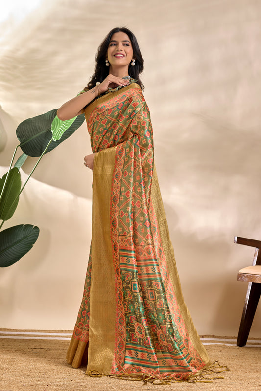 Patola-Inspired Soft Silk Blend Saree For Women