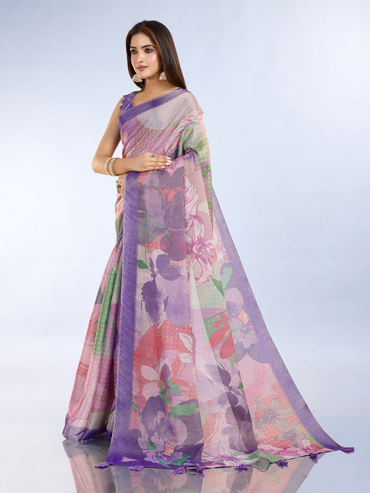Pastel Floral Erode Anmol Silk Saree For Women