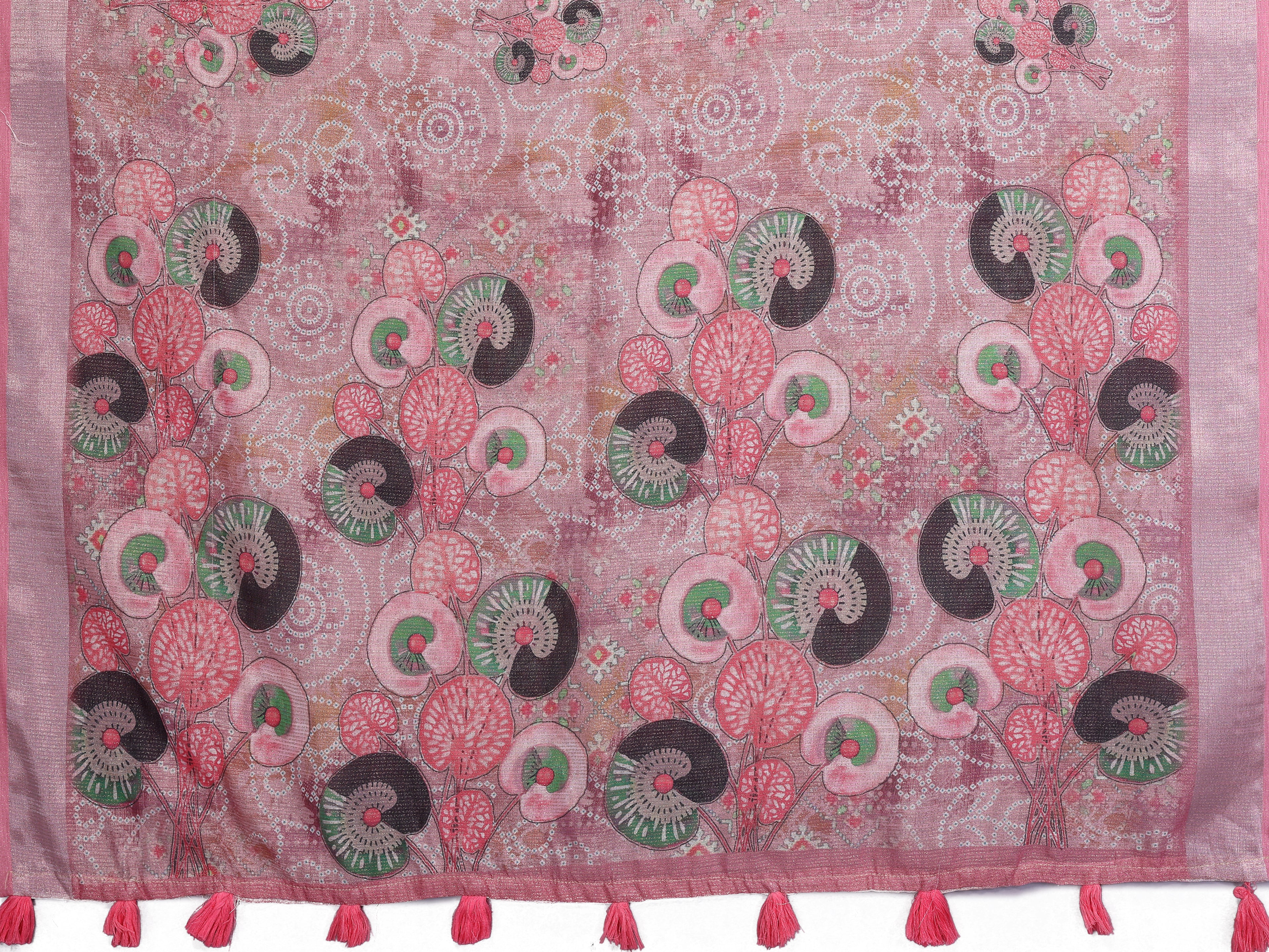 Rose Pink Ethnic Printed Saree