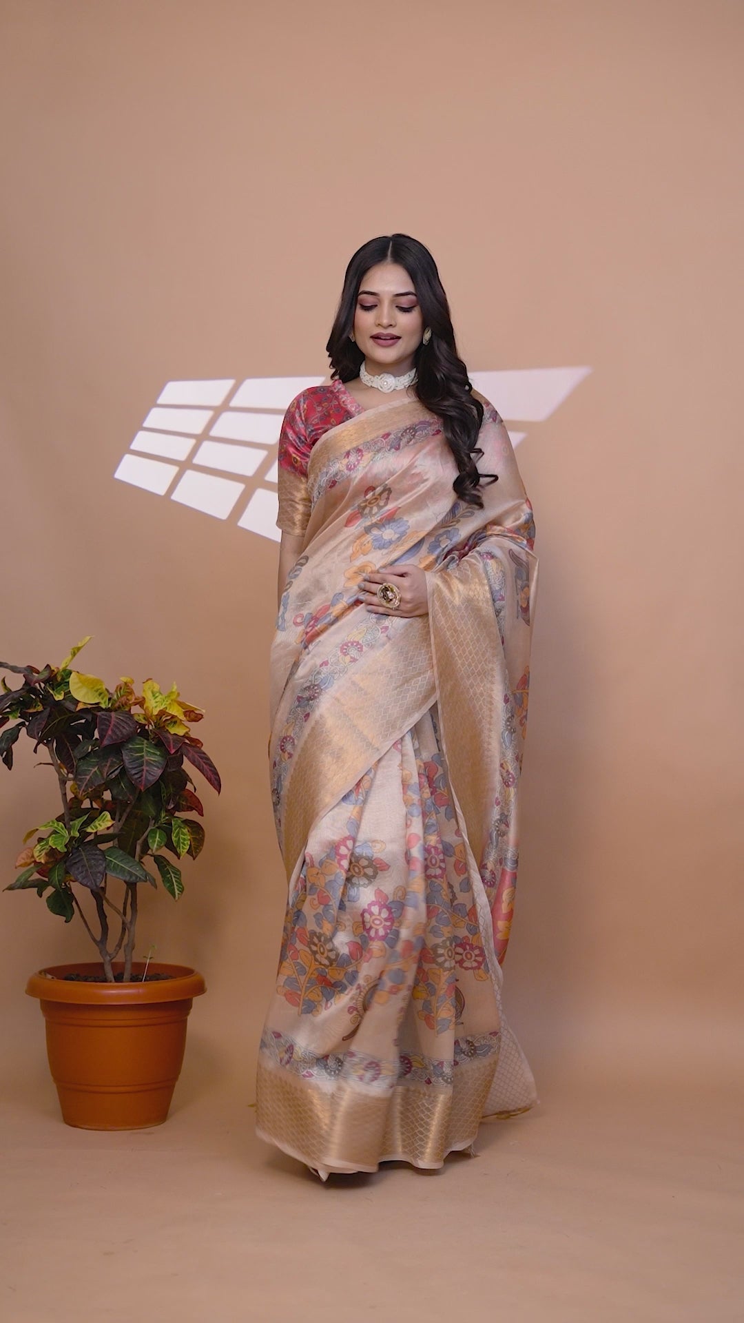 Beige & Multicolor Patola Print Soft Silk Saree With Rich Pallu For Women